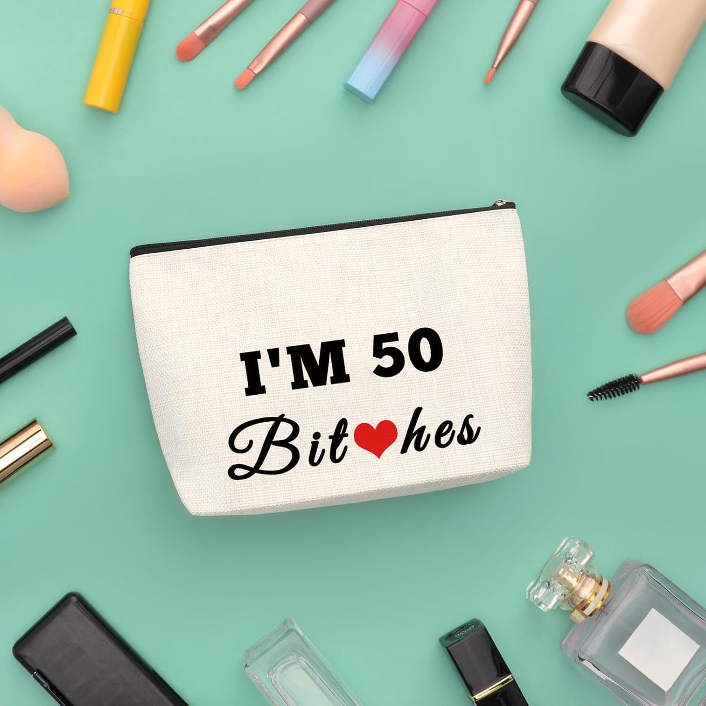 50 Year Old Gift Birthday Gift Sweet 50Th Birthday Gift Funny Cosmetic Bag Gift Happy 50Th Birthday Gift for Women Turning Fifty Birthday Gift for Mum Makeup Bag 1974 Birthday Gift for Wife Aunt