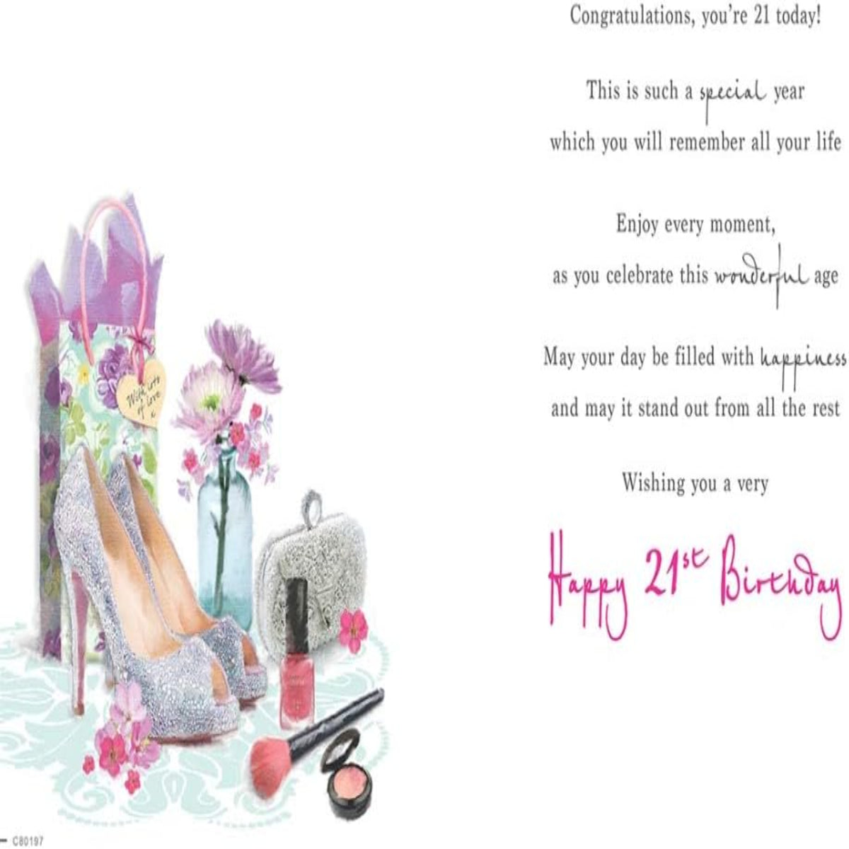 21st Birthday Card for Her – Shoes Design | Cherished Moments - 9 x 6 inches