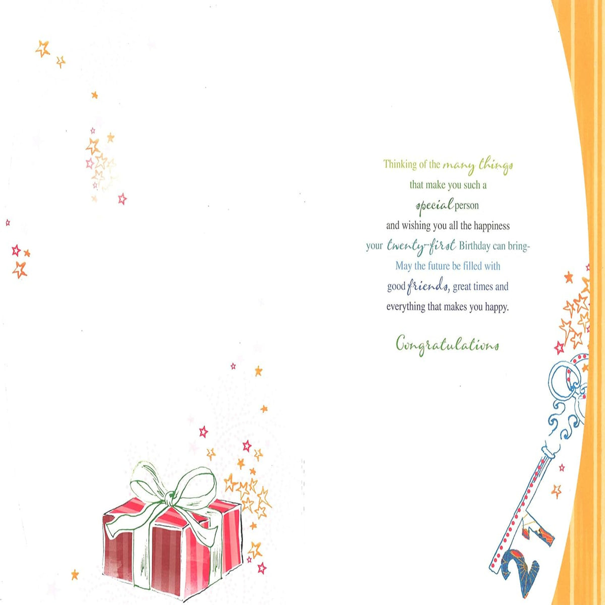 21st Birthday Card with Champagne & Gold Foil - 160mm x 240mm
