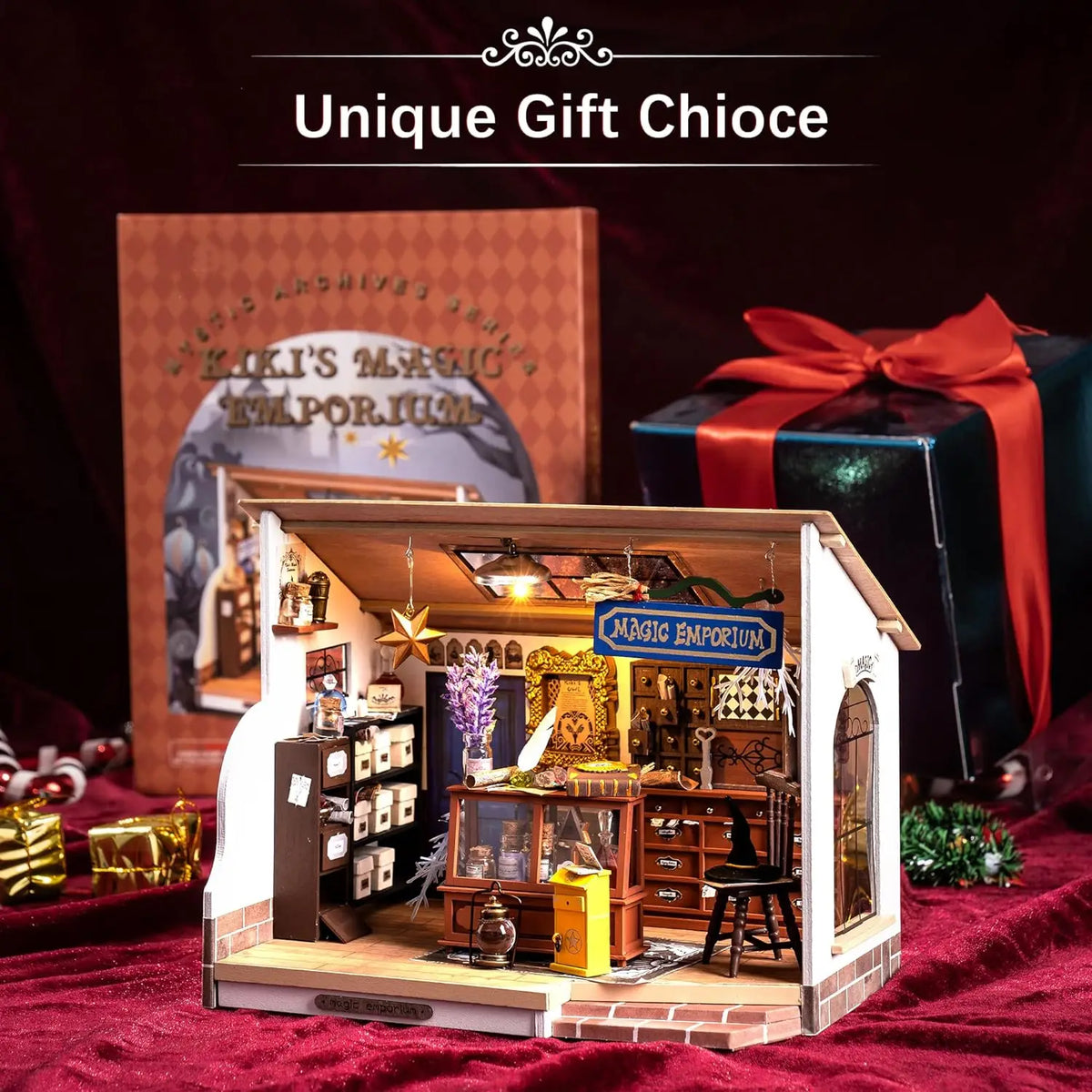 Rolife DIY Dollhouse Kiki'S Magic Emporium Decorative Ornament Kids Miniature Fantasy Magic Doll House Wooden Kit Toy