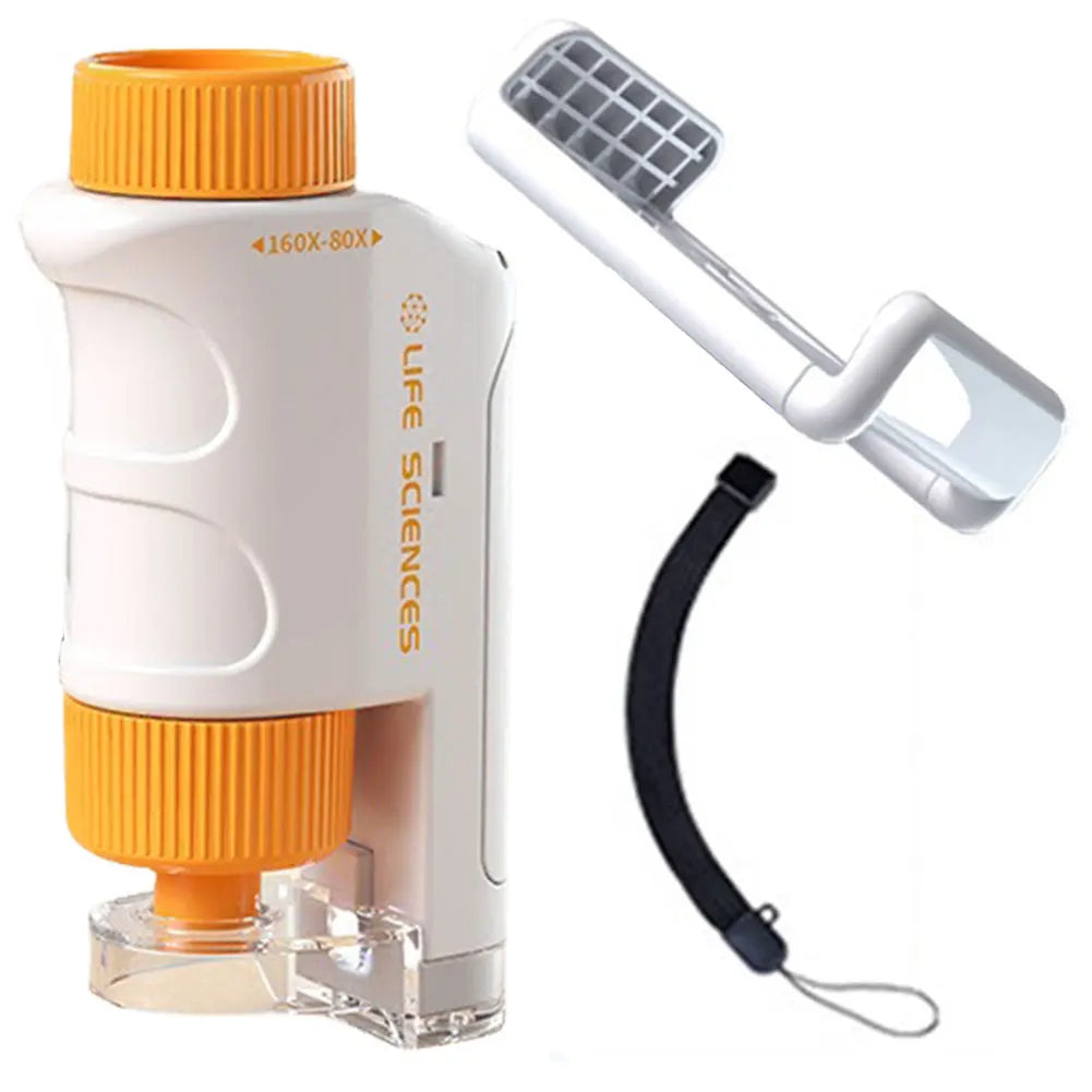 60-120X Mini Pocket Microscope Kit Boy Girl Exploring Gift Pocket Microscope Mini Handheld Microscope for Scientific Experiment
