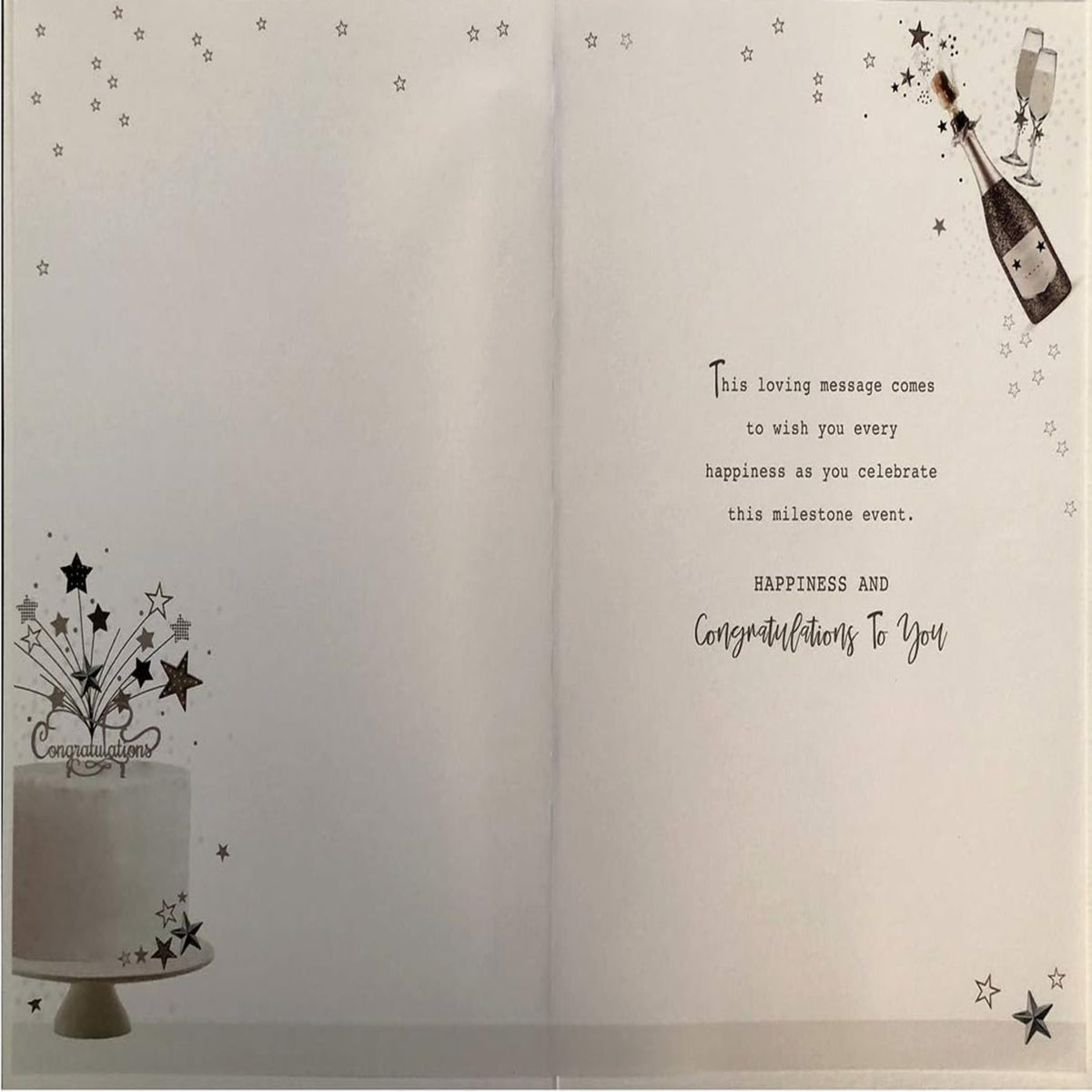 60th Diamond Anniversary Card with Champagne & Bunting - 15.2cm x 22.8cm