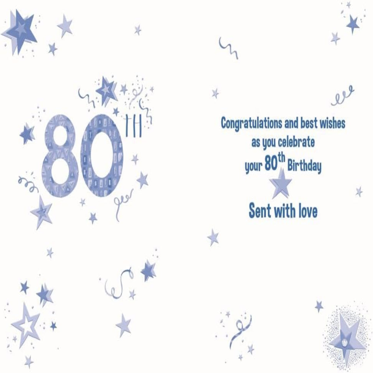 80th Birthday Card for Men – Nigel Quiney Stars & Streamers - 230 x 160mm