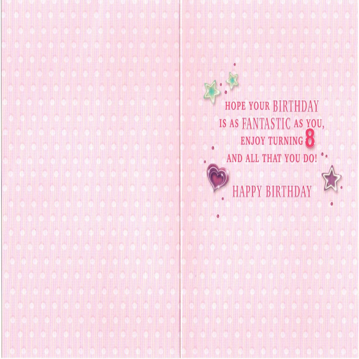 8th Birthday Card for Girl | Unicorn Hearts & Stars Happy Birthday Card - 132 x 196mm