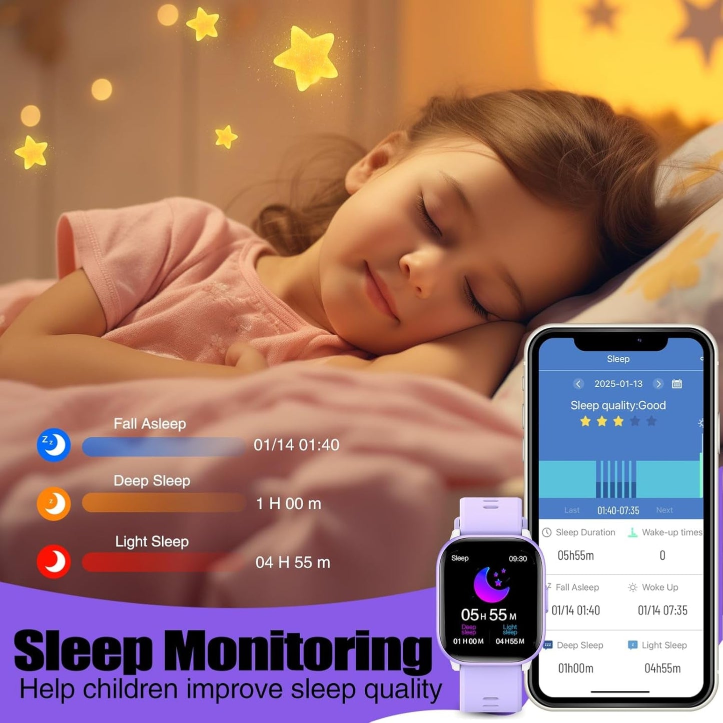Kids Watch for Girls Boys with IP68 Waterproof, Girls Watch with 19 Sports Modes, Sleep Tracking, Pedometer, Stopwatch, Kids Activity Tracker, Birthday Gifts for Girls Age 6-15 Years Old