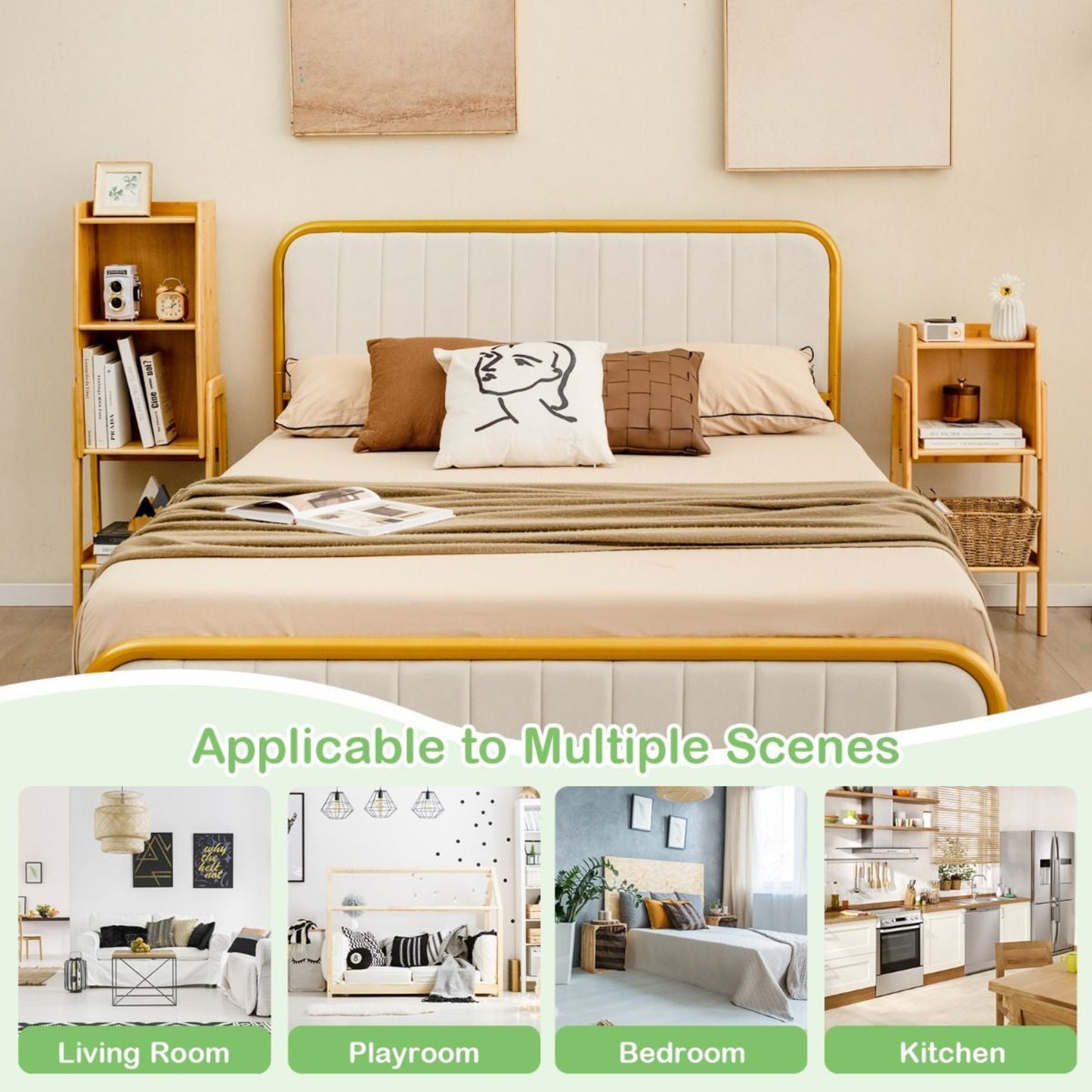 3 Tier/4 Tier Free Standing Tall Bamboo Bookshelf with Legs