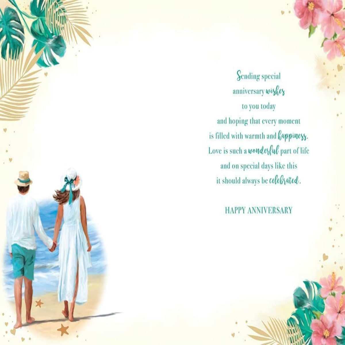 Brother & Sister-in-Law Anniversary Card | Beach Couple Design - Aura - 228mm x 155mm