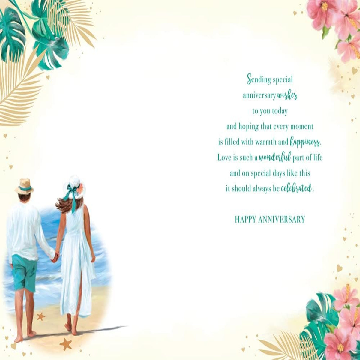 Brother & Sister-in-Law Anniversary Card – Beach Couple - 9 x 6 inches