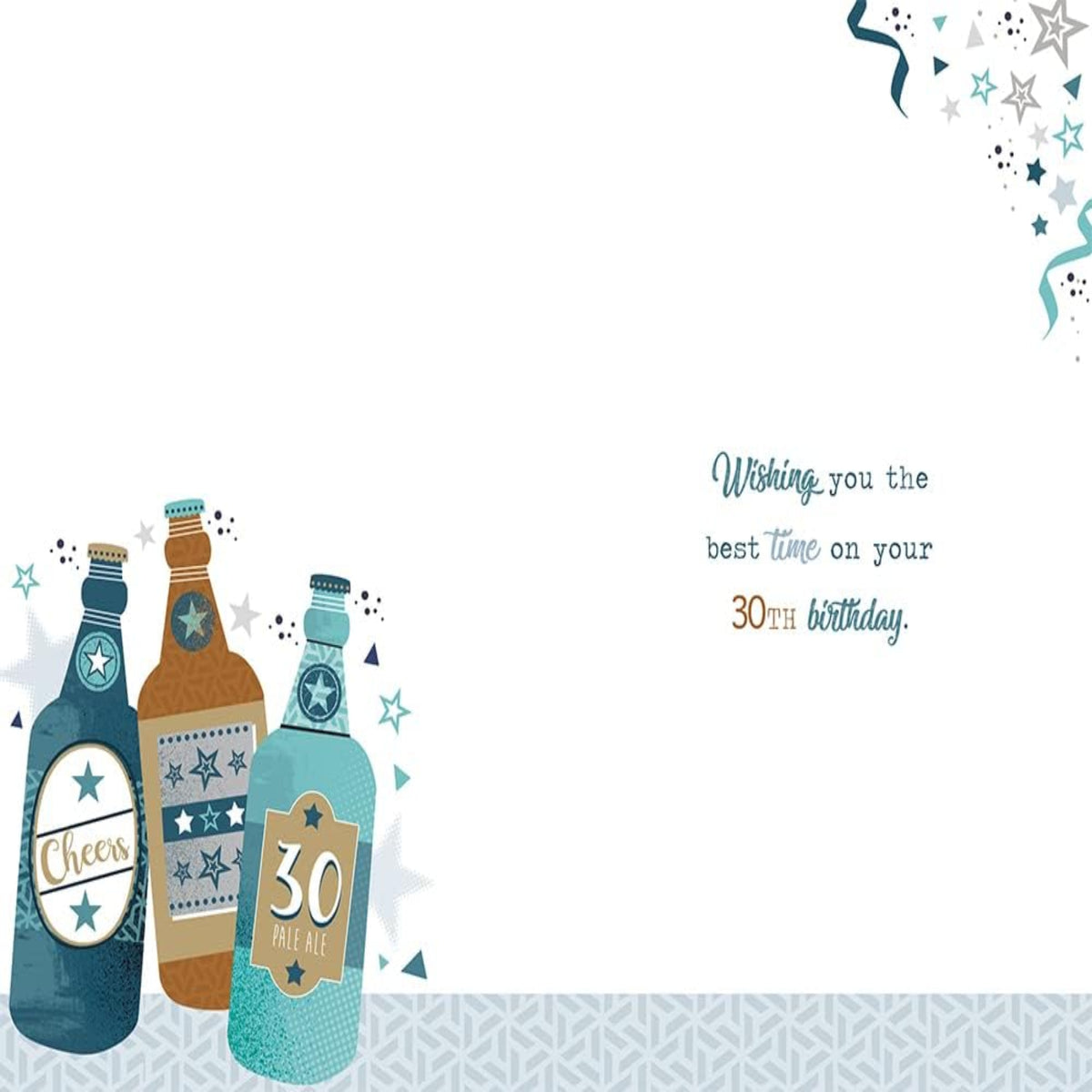 Cheers & Beers 30th Birthday Card – Beer Design - 15cm x 23cm
