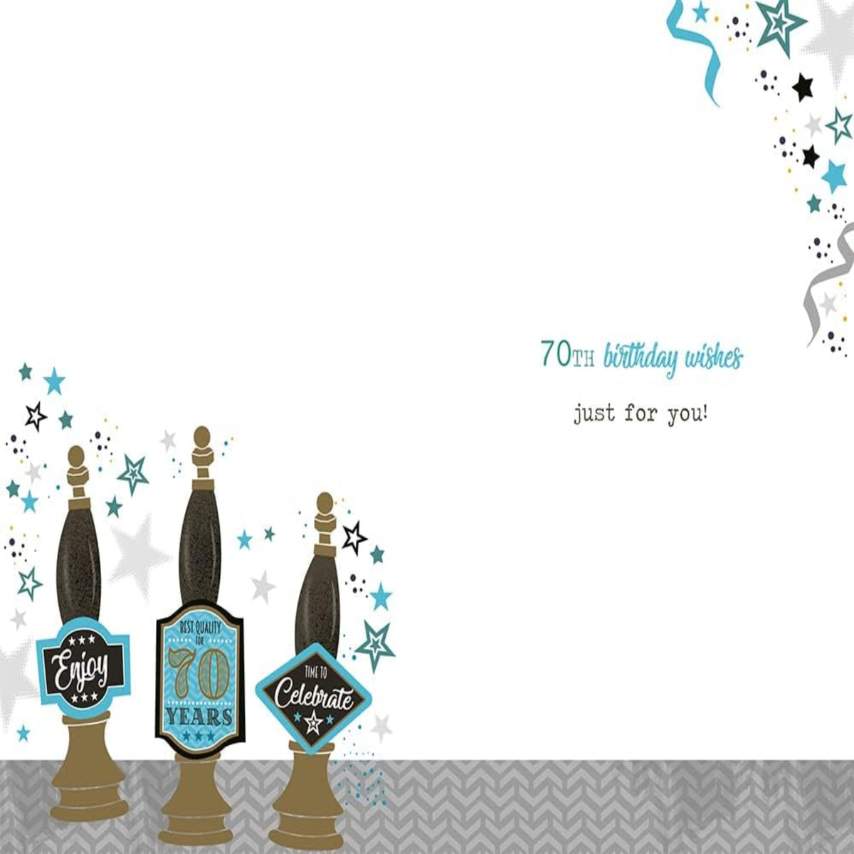 Cheers & Beers 70th Birthday Card | Beer Design Happy 70th Birthday Card - 15cm x 23cm