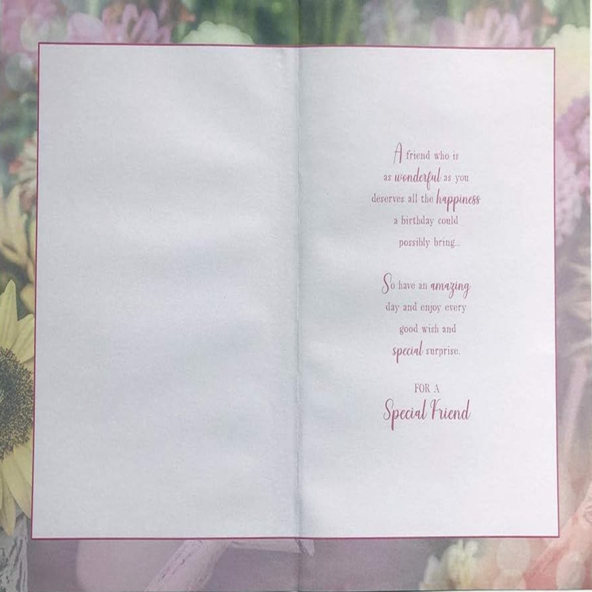 Cherished Friend Birthday Card – Floral Design with Lovely Verse - 210 x 290 mm