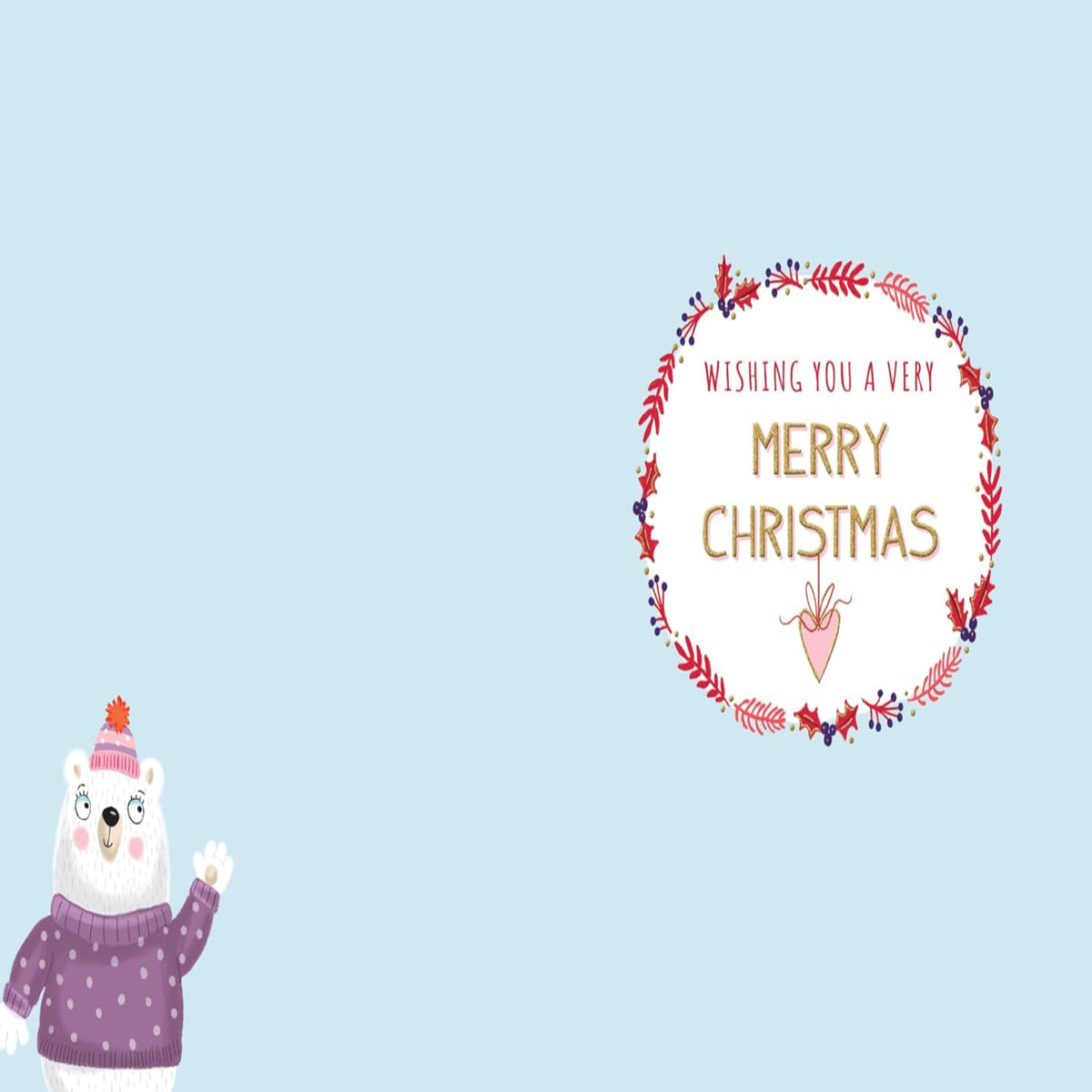 Christmas Card for Nana – Polar Bear Design - 8 x 6 inches