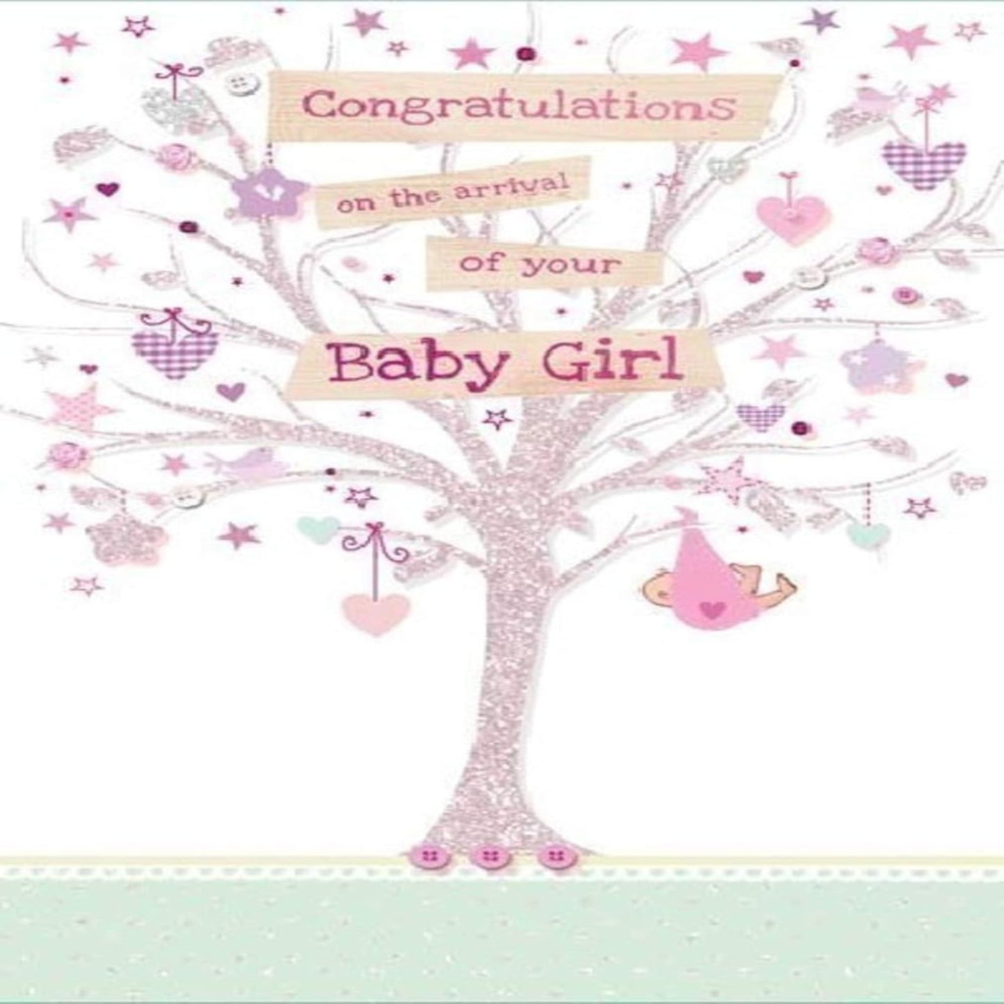 Congratulations on Your Baby Girl Card | Large Newborn Greeting Card - 15 x 23 cm