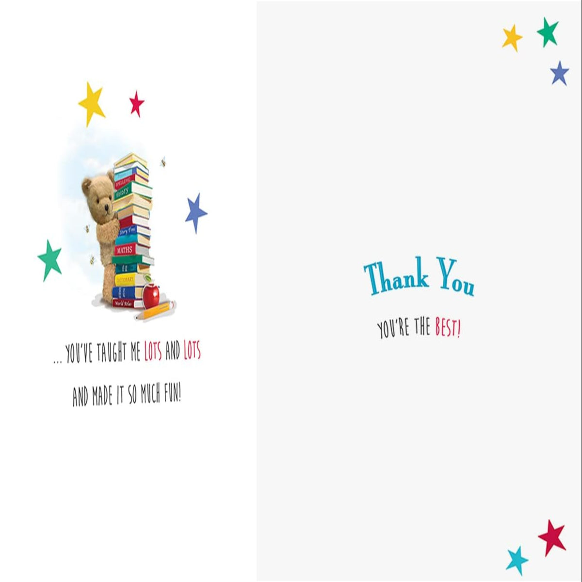 Cute Thank You Teacher Card - Regal Publishing - 8 x 6 inches