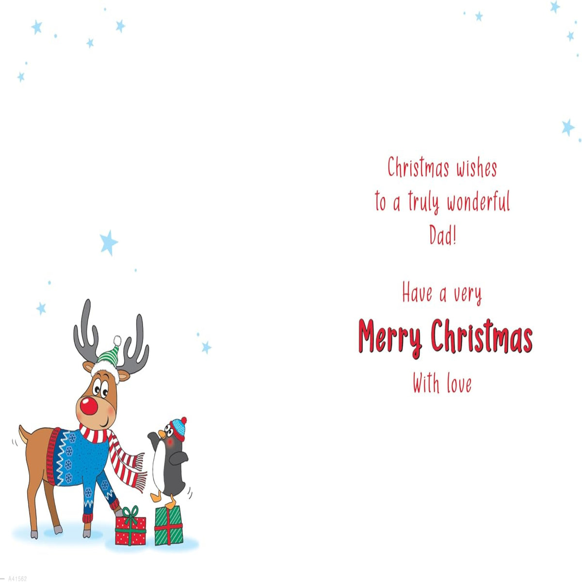 Dad Christmas Card – Character Reindeer Christmas Card - 9 x 6 inches