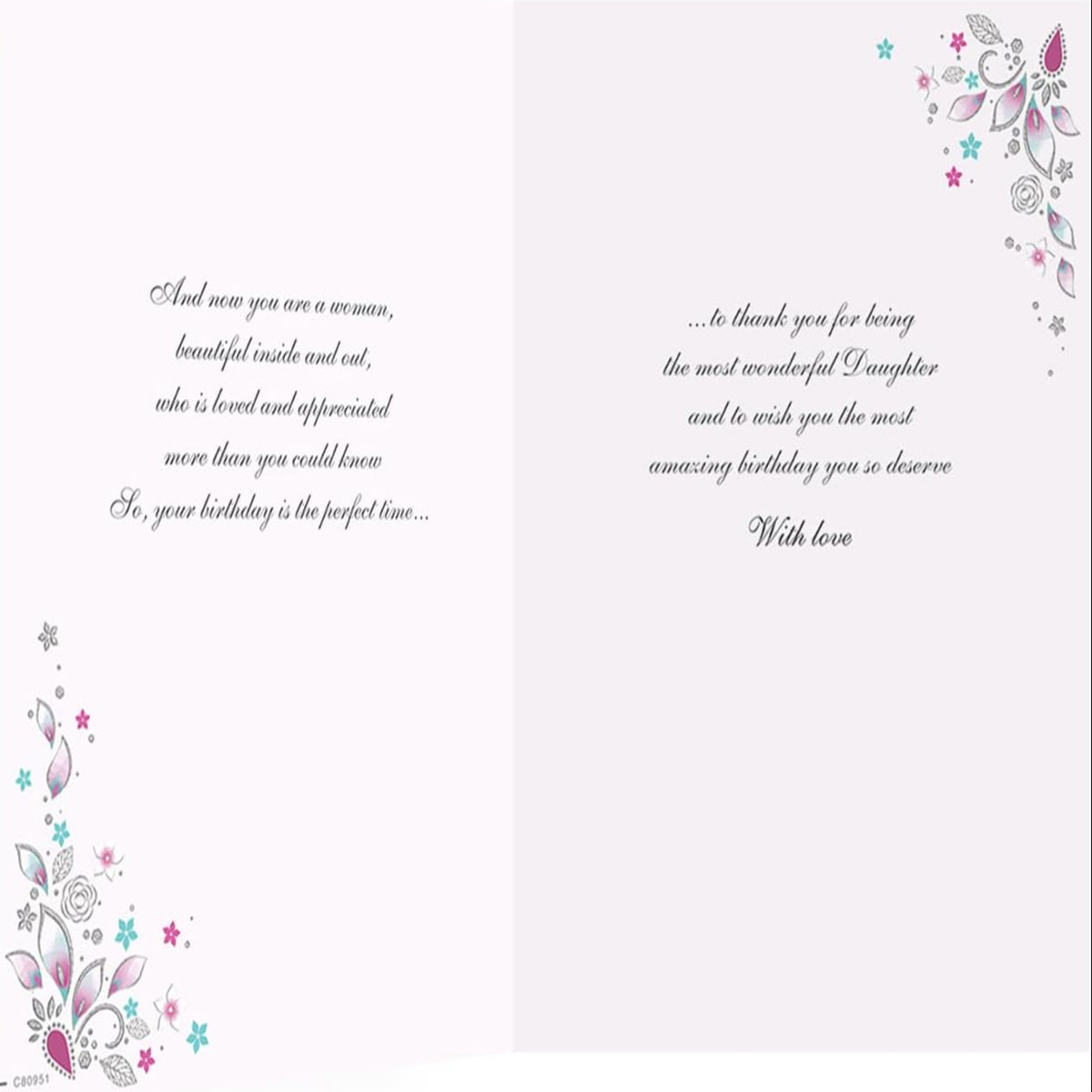 Daughter Classic Happy Birthday Card - Regal Publishing - 9 x 6 inches