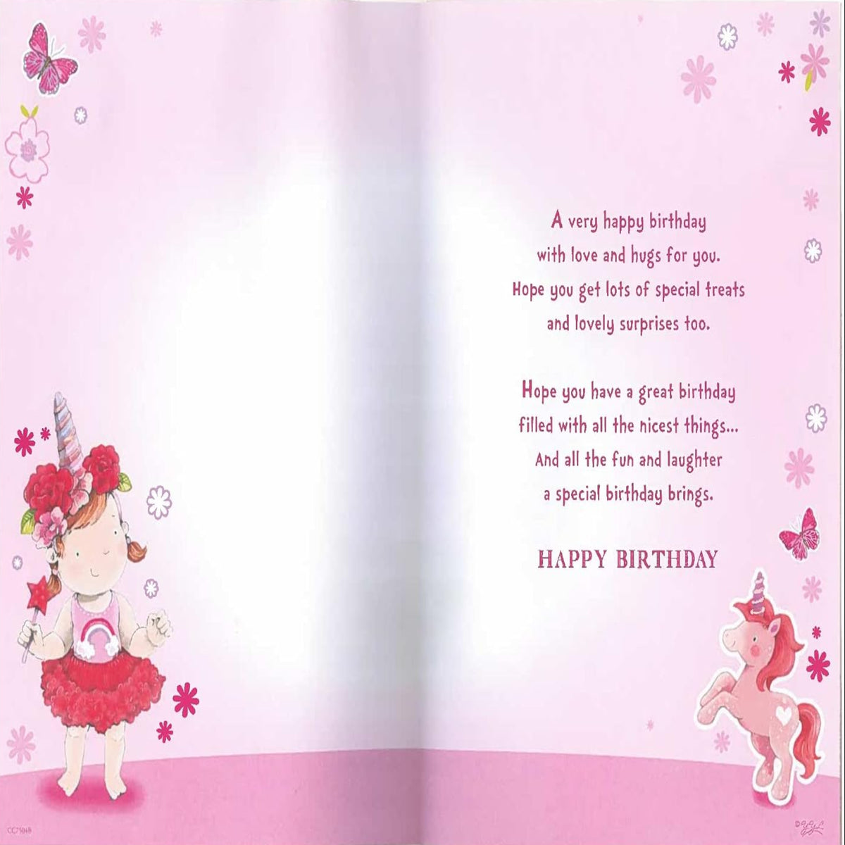 Express Yourself Great Granddaughter 3rd Birthday Card – Girl & Unicorn with Badge - 22.8 x 15.3 cm