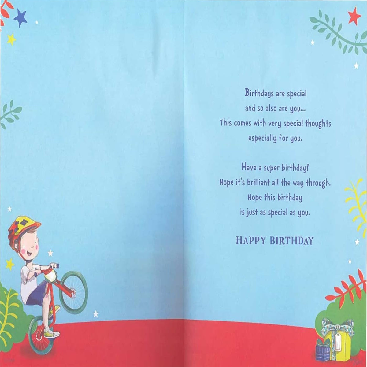 Express Yourself Special Great Grandson Birthday Card with Badge & Envelope - Animated Design of a Little Boy Riding His Bicycle - 22.8 x 15.3 cm