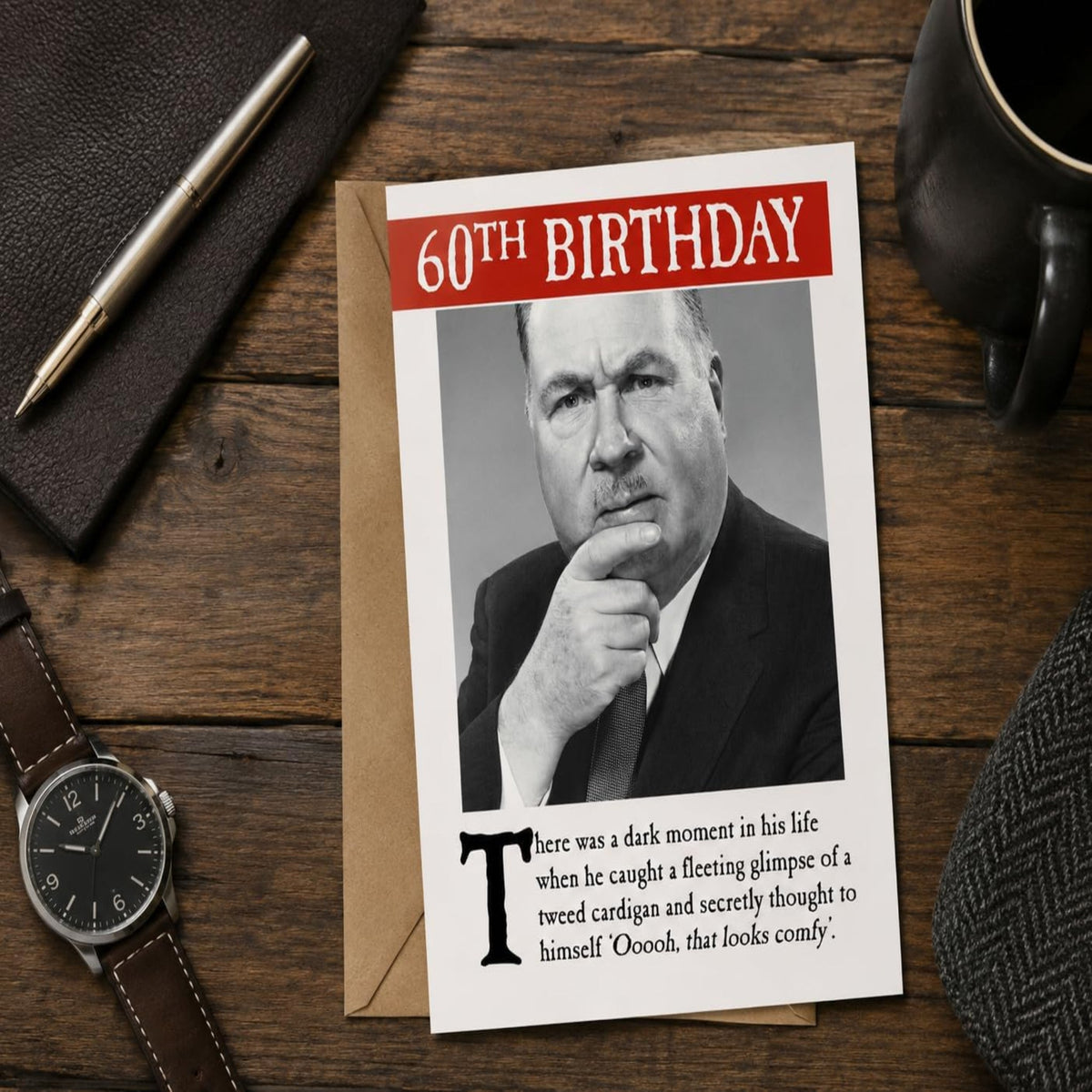 Funny 60th Birthday Card for Him | Emotional Rescue Black & White Greeting Card - 16.5 x 24 cm