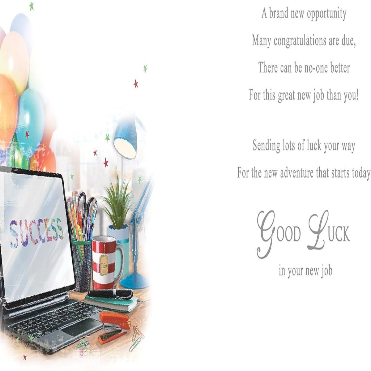 Good Luck in Your New Job Card | Regal Publishing Congratulations Card - 8 x 6 inches