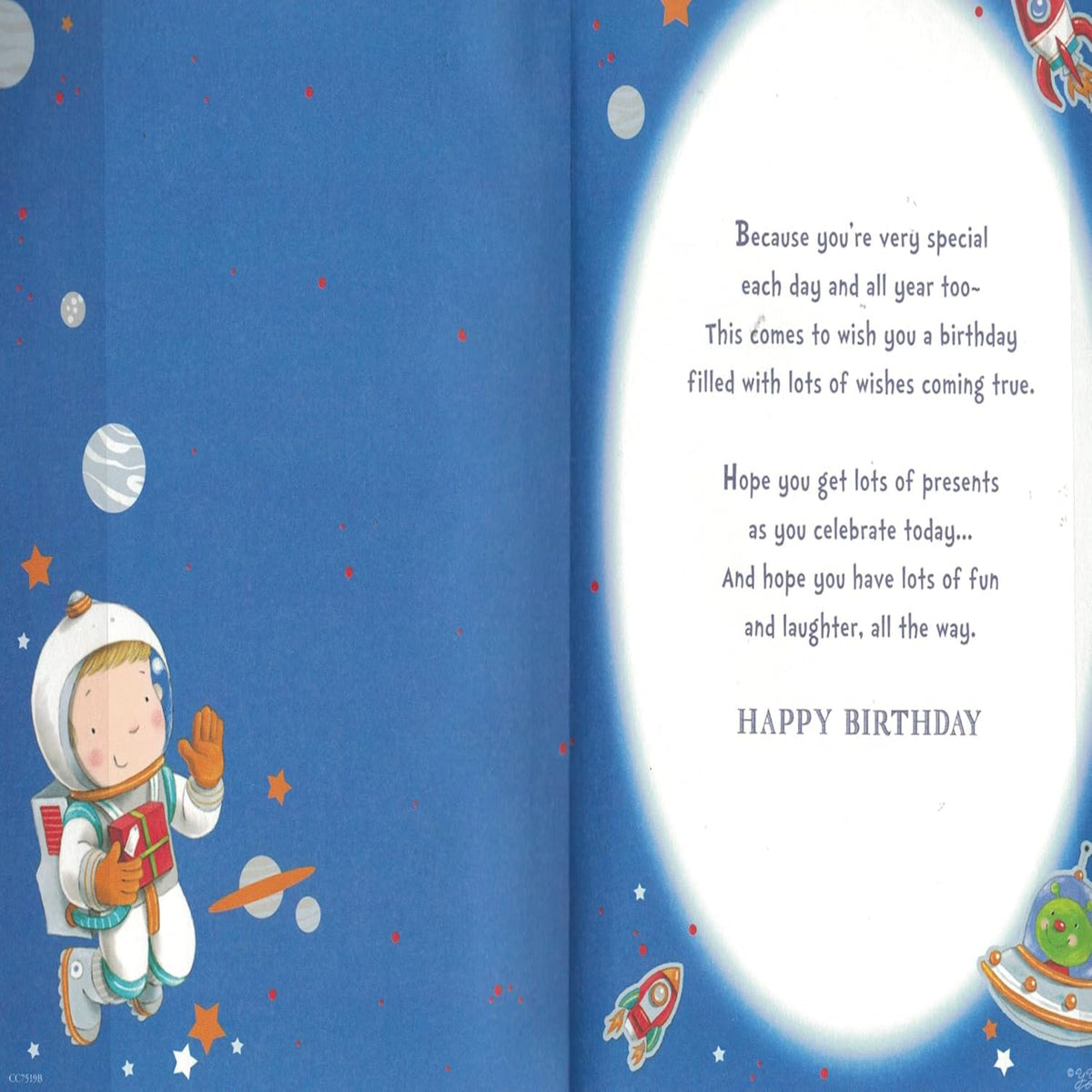 Grandson 4th Birthday Card with Badge - 9 x 6 inches