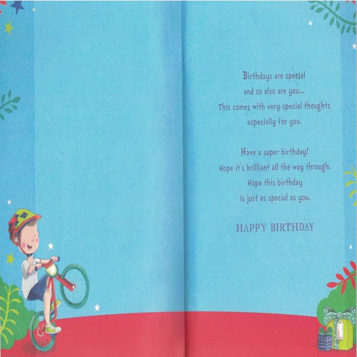 Grandson 8th Birthday Card with Badge - 9 x 6 inches