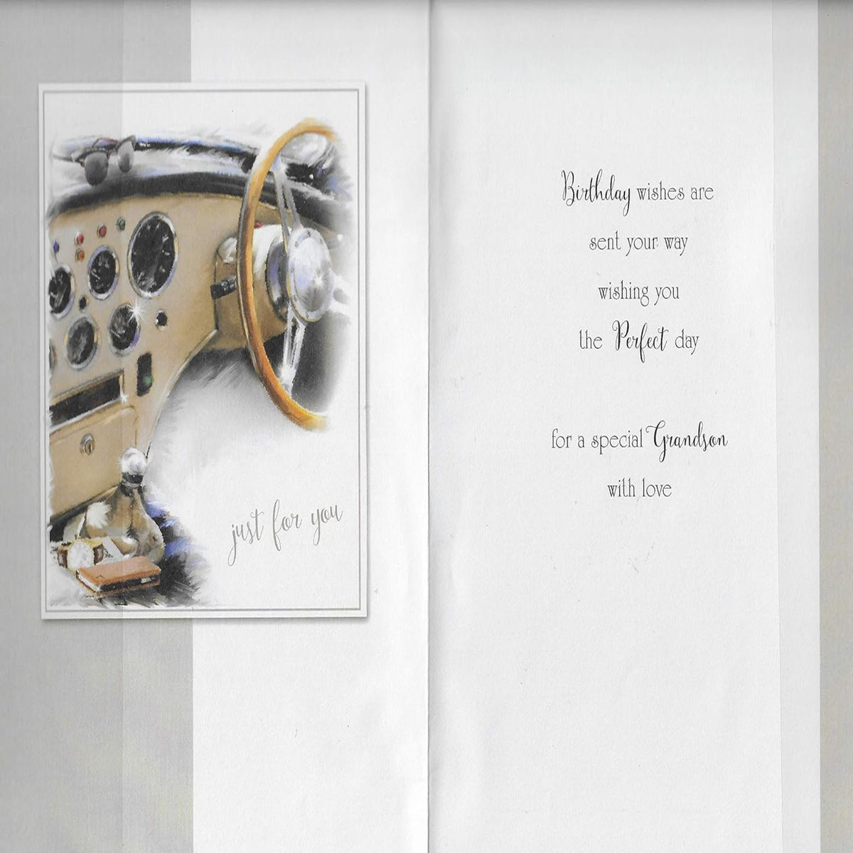 Grandson Birthday Card – Vintage Car Dashboard Design - 9 x 6 inches
