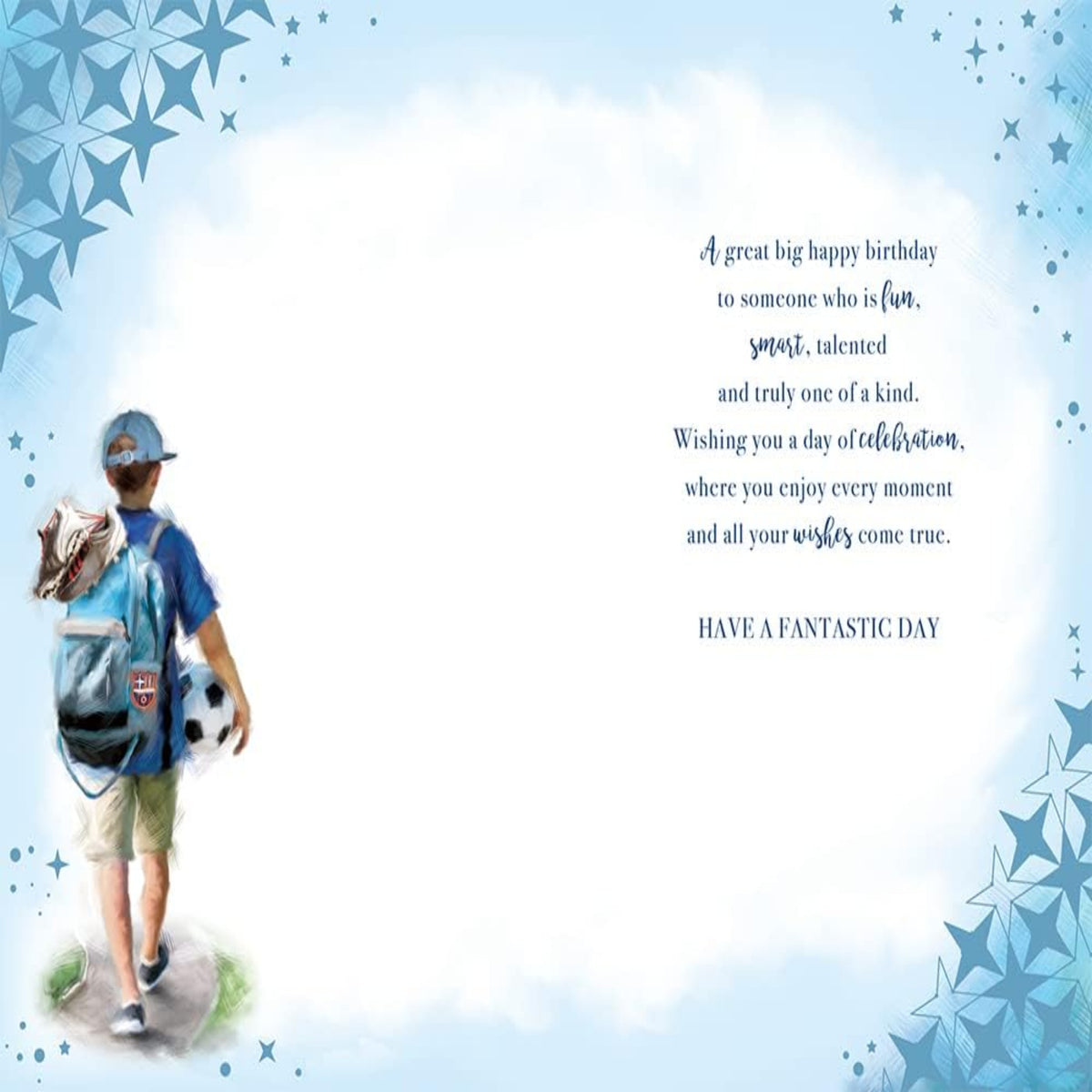 Grandson Football Birthday Card – Boots & Ball - 9 x 6 inches