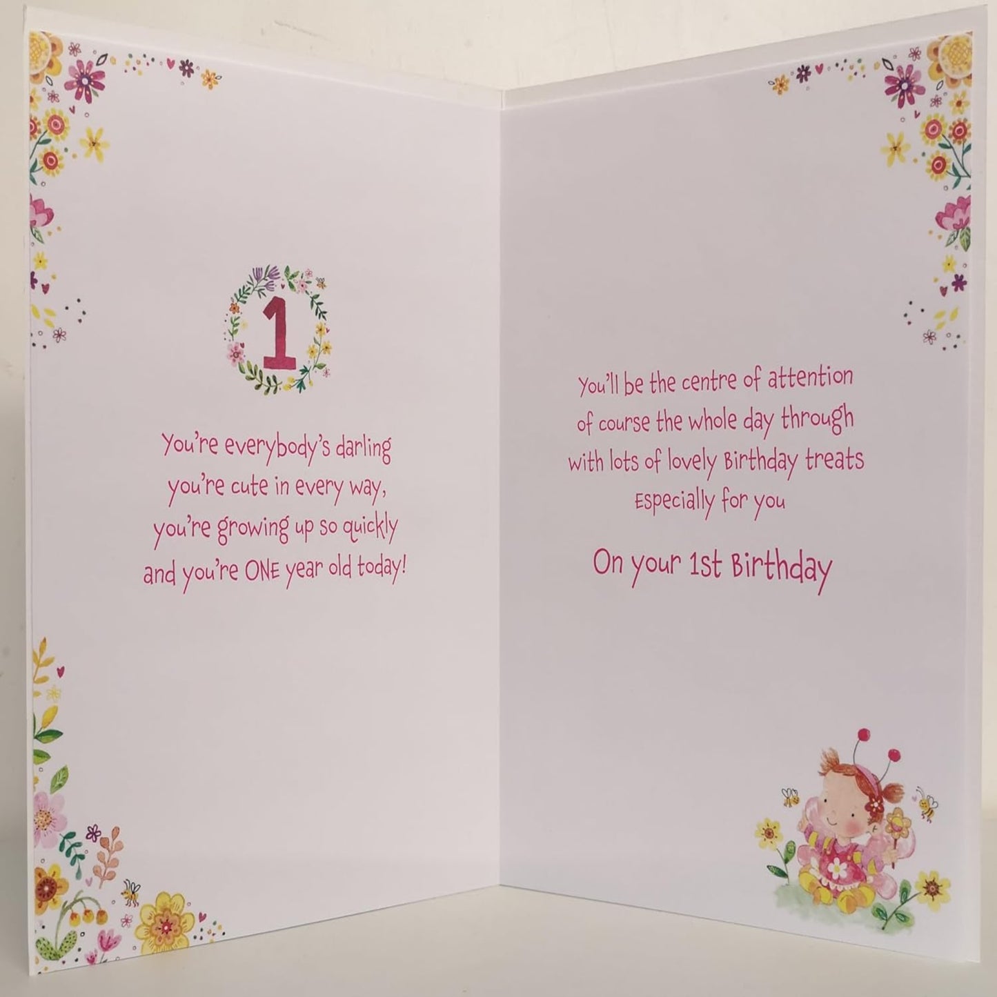 Great Granddaughter 1st Birthday Card | Paper Rose Age 1 Card - 151 x 222 mm