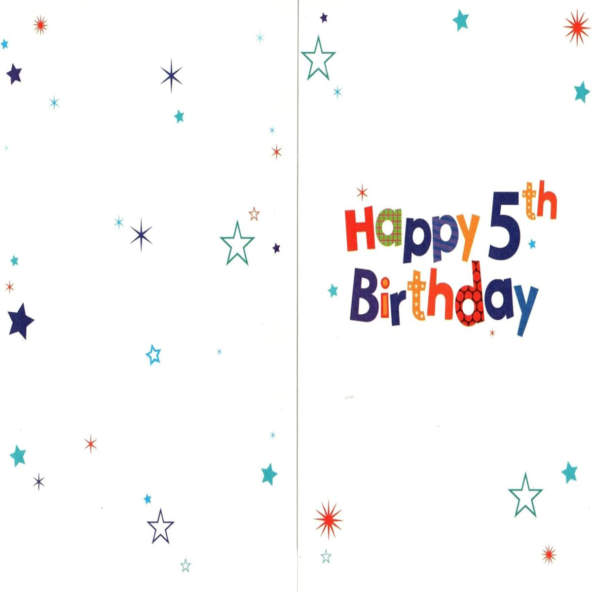 Happy 5th Birthday Card with Stars Design - 132 x 191mm