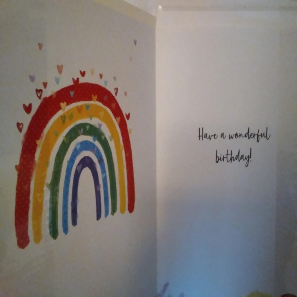 Happy Birthday Card for Her – Rainbow Hearts Lots of Love - 19.5cm x 13.5 cm