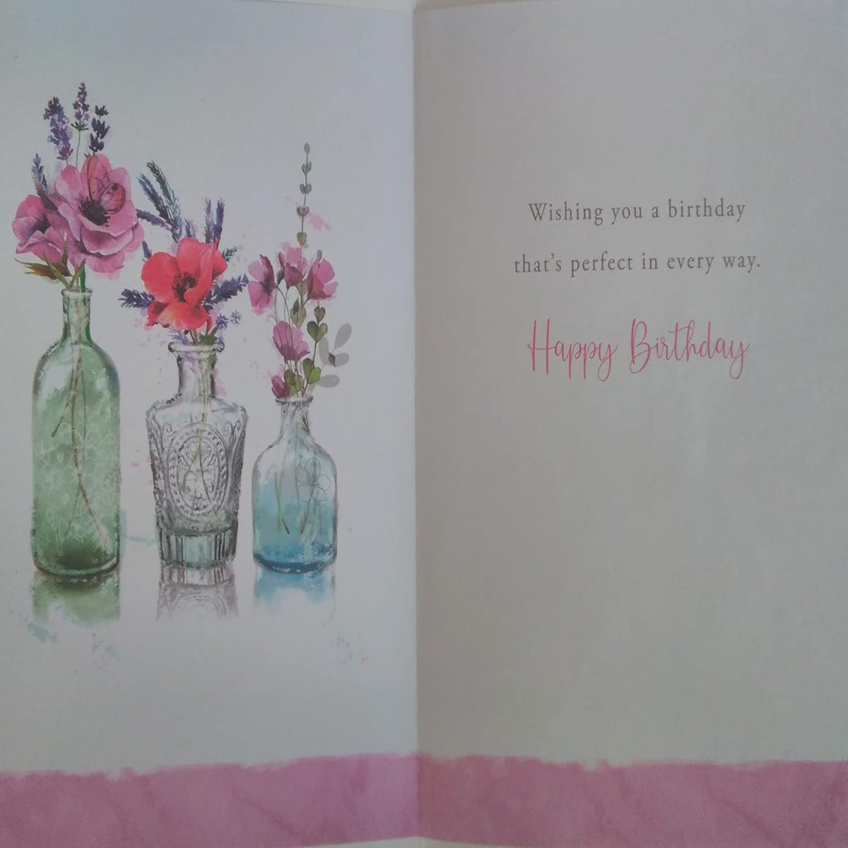 Happy Birthday Flower Card – Floral Birthday Greeting - 19.5cm x 13.5 cm