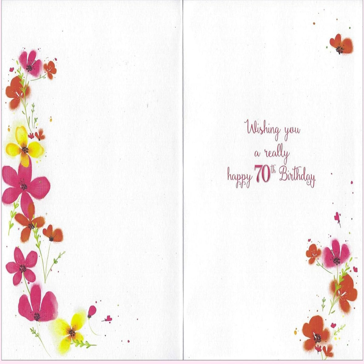 Ladies 70th Birthday Card with Flowers & Glitter - 19cm x 13.5cm