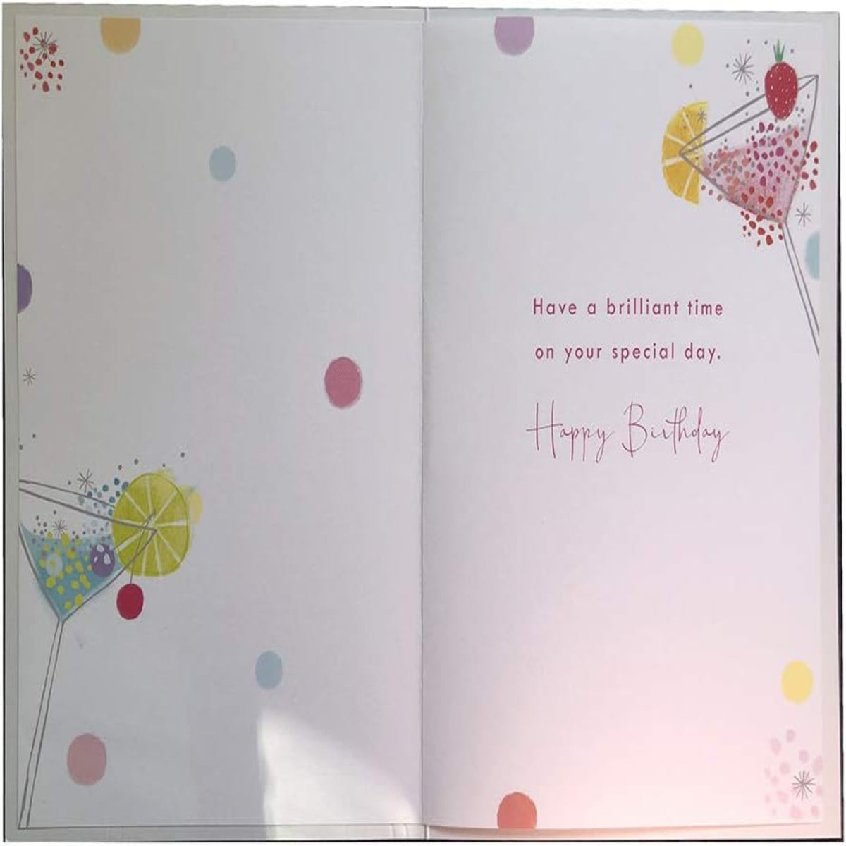 Mum Birthday Card – Cocktails and Glasses Design with Verse - 15.2cm x 22.8cm