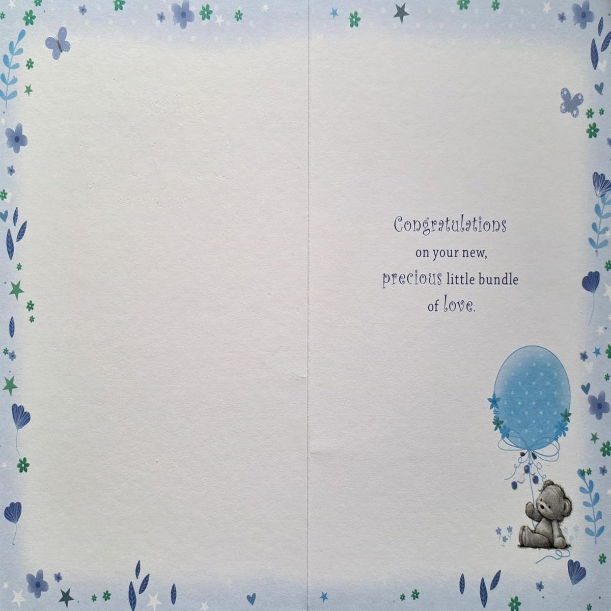 New Baby Boy Card – Beautiful Baby Boy Congratulations Card - 7.5 x 5.5 inches