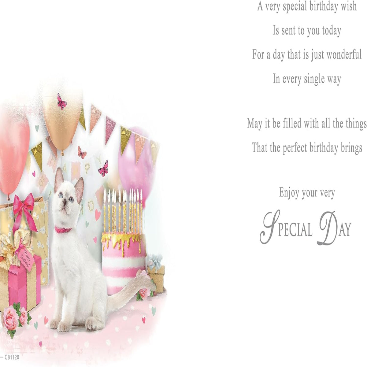 Niece Birthday Card with Cat Design - Regal Publishing - 8 x 6 inches