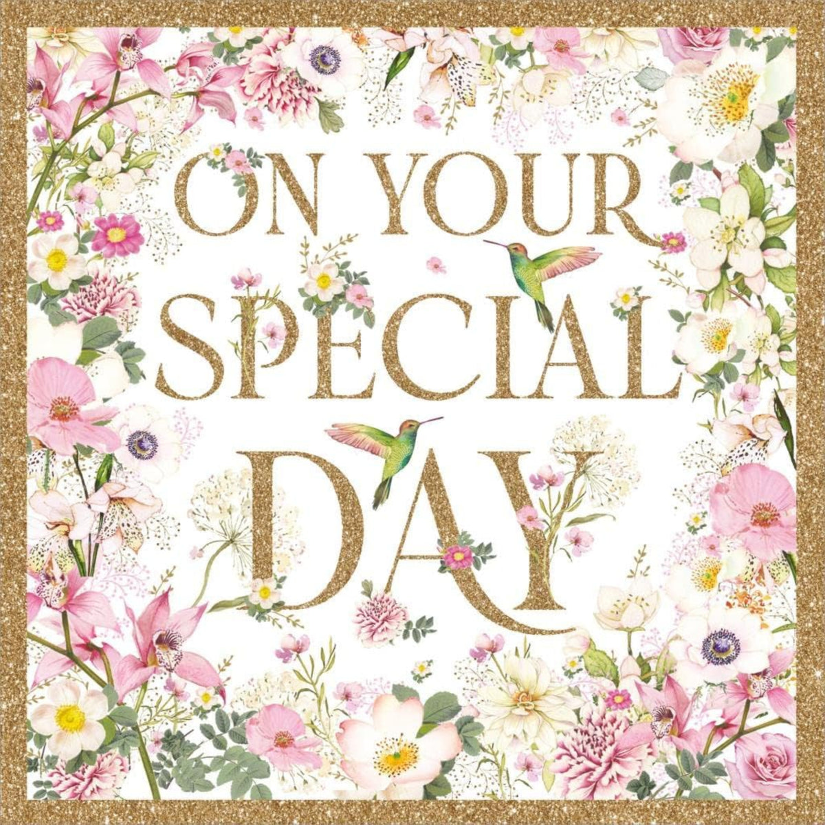 Nigel Quiney Female Birthday Card for Women & Girls | Hummingbirds & Pink Flowers - 150 x 150mm