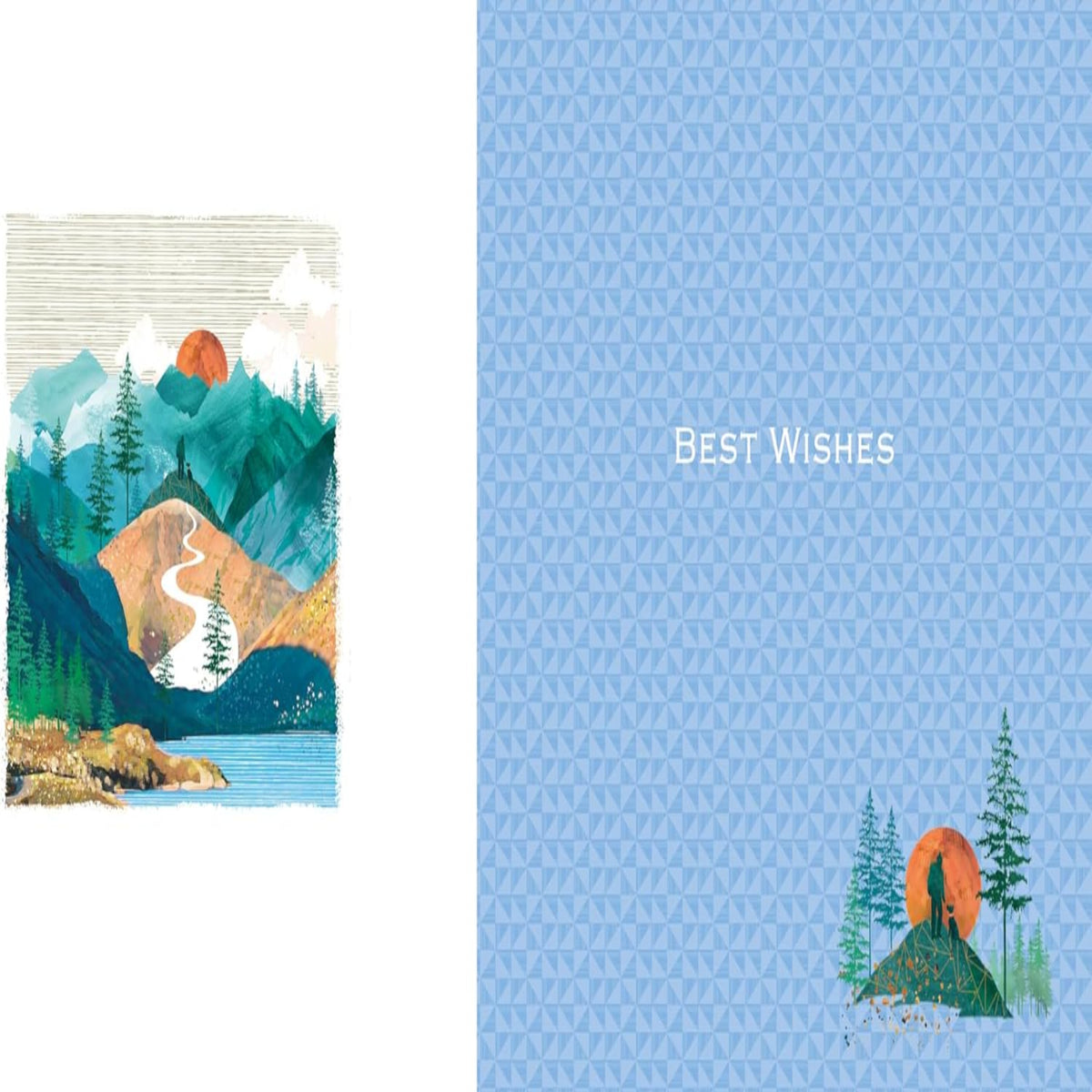 Nigel Quiney Men's Birthday Card with Mountain Landscape & Foil Finish - 8 x 6 inches