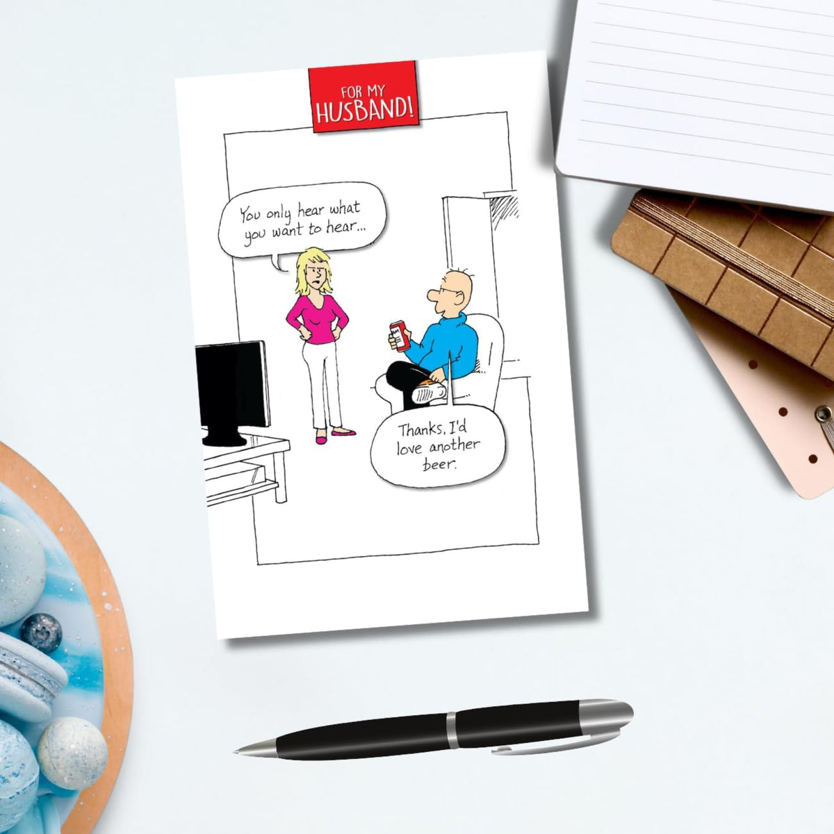 Norbert & Val - Funny Husband Birthday Card – You Only Hear What You Want To Hear - 6 x 9 inches