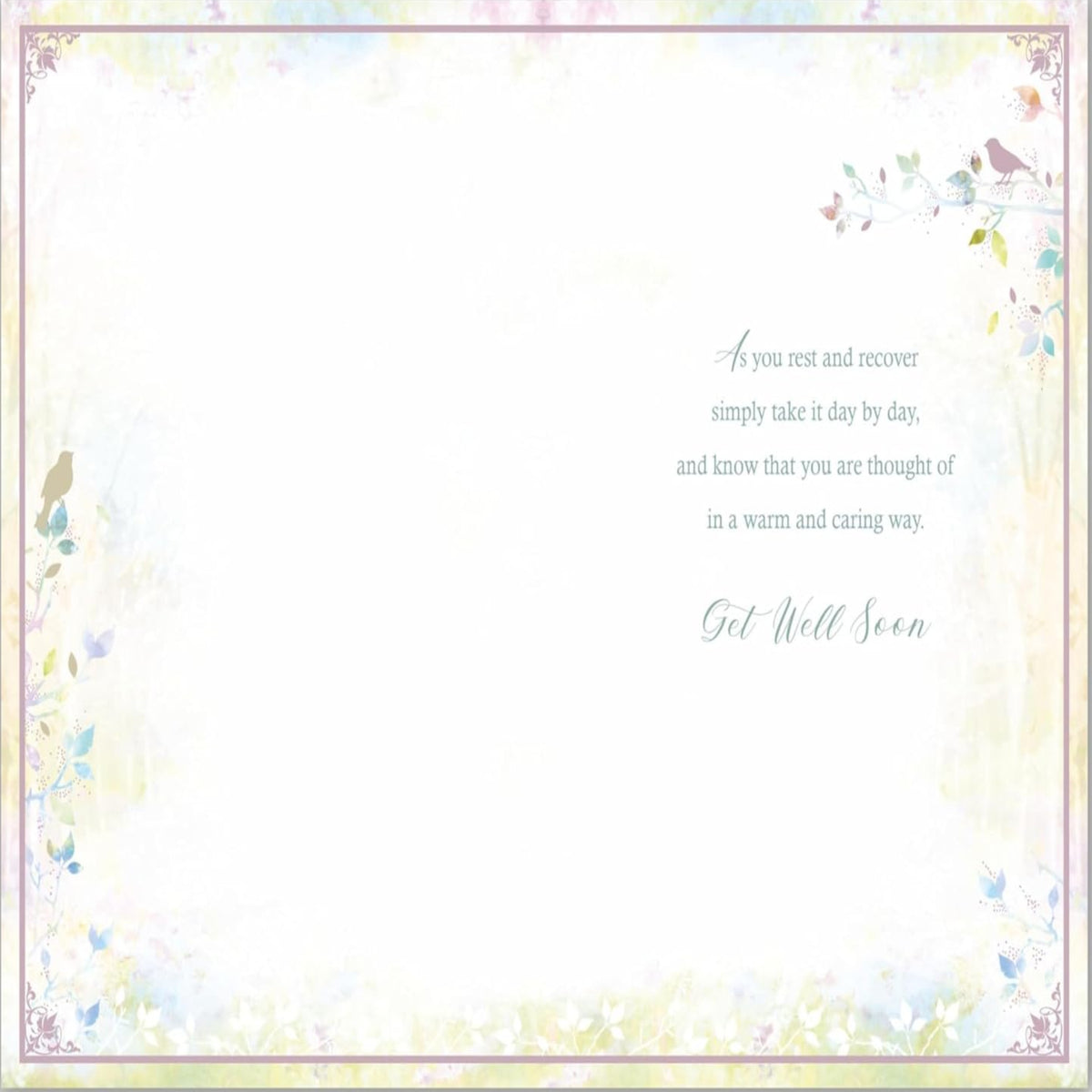 Paper Rose Get Well Soon Card for Her – Birds Design with Verse - 137 x 210 mm