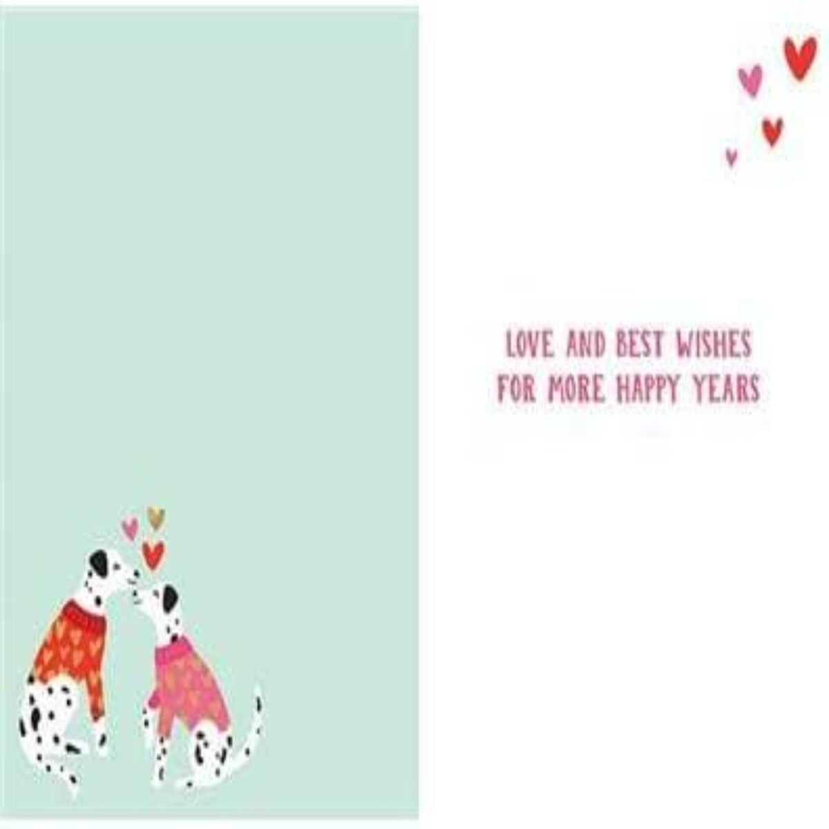 Paper Rose Happy Anniversary Card – Dalmatian Dog Love - Gold Foil - 125 x 176 mm