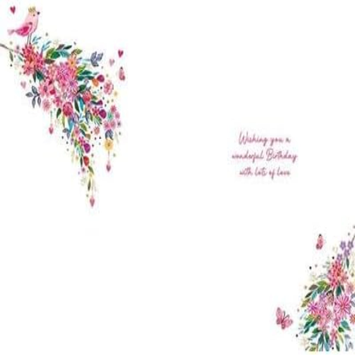 Paper Rose Lovely Mum Birthday Card – Pink Bird Floral Foil Eco-Friendly Card - 231 x 161mm