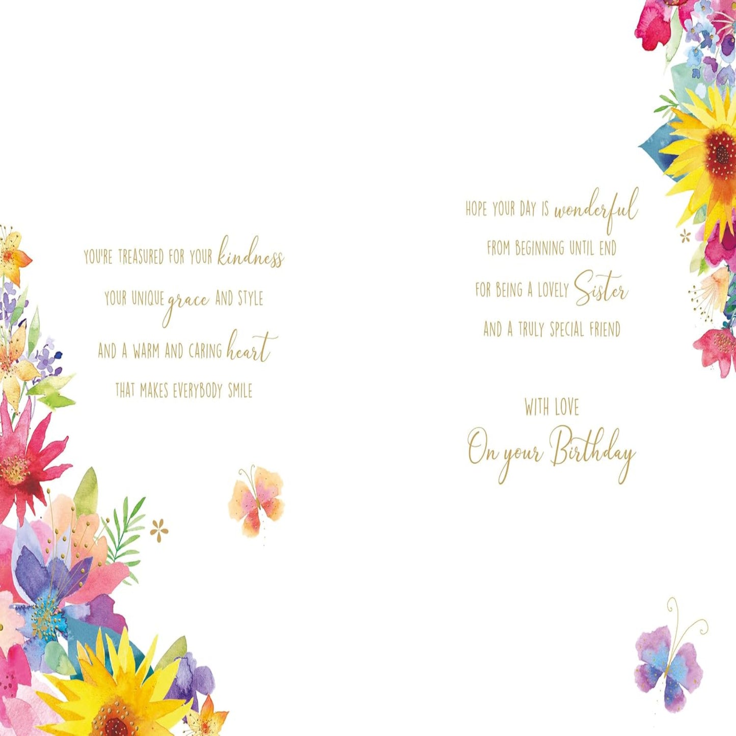 Paper Rose Sister Birthday Card | Floral Birthday Greeting Card - Vibrant Floral Design with Sentimental Verse - 248 x 165mm