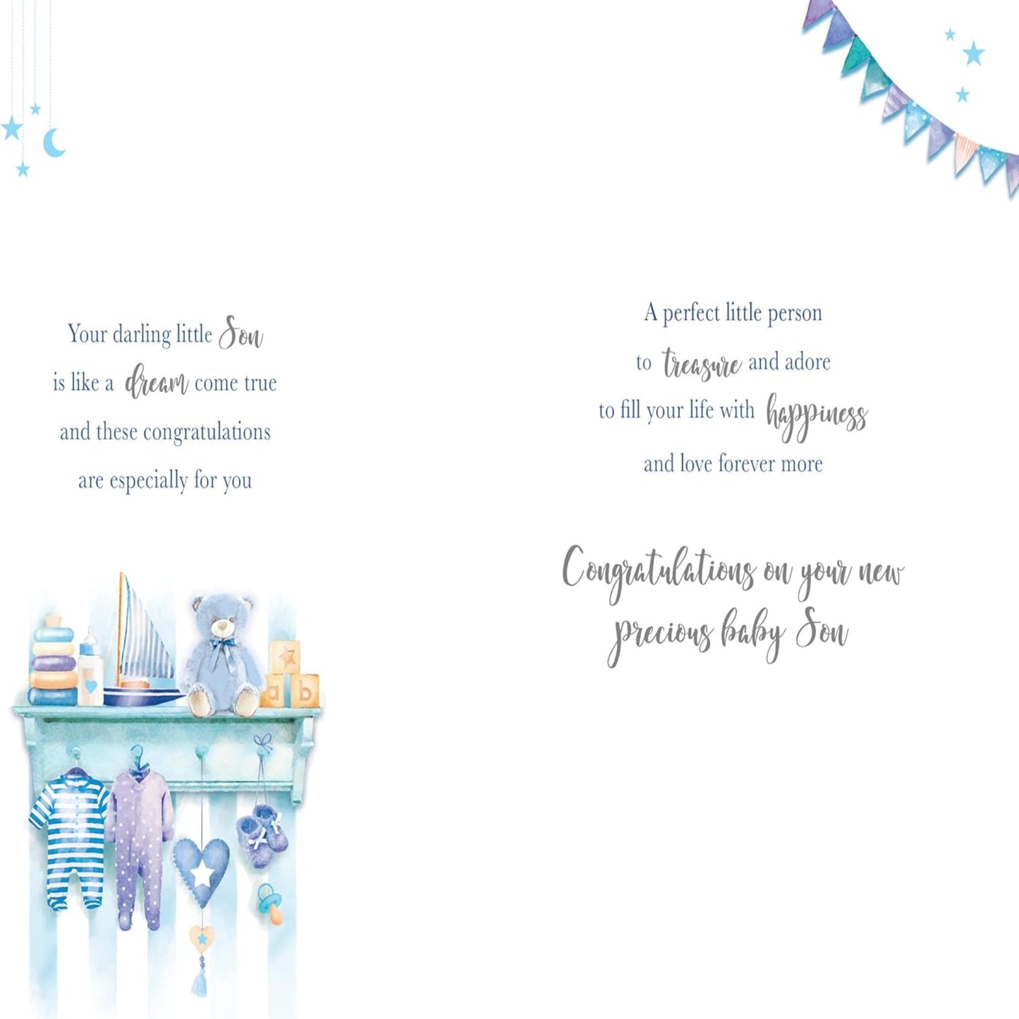 Paper Rose Thank You for a Beautiful Baby Grandson Card – Foil Finish - 228 x 153mm