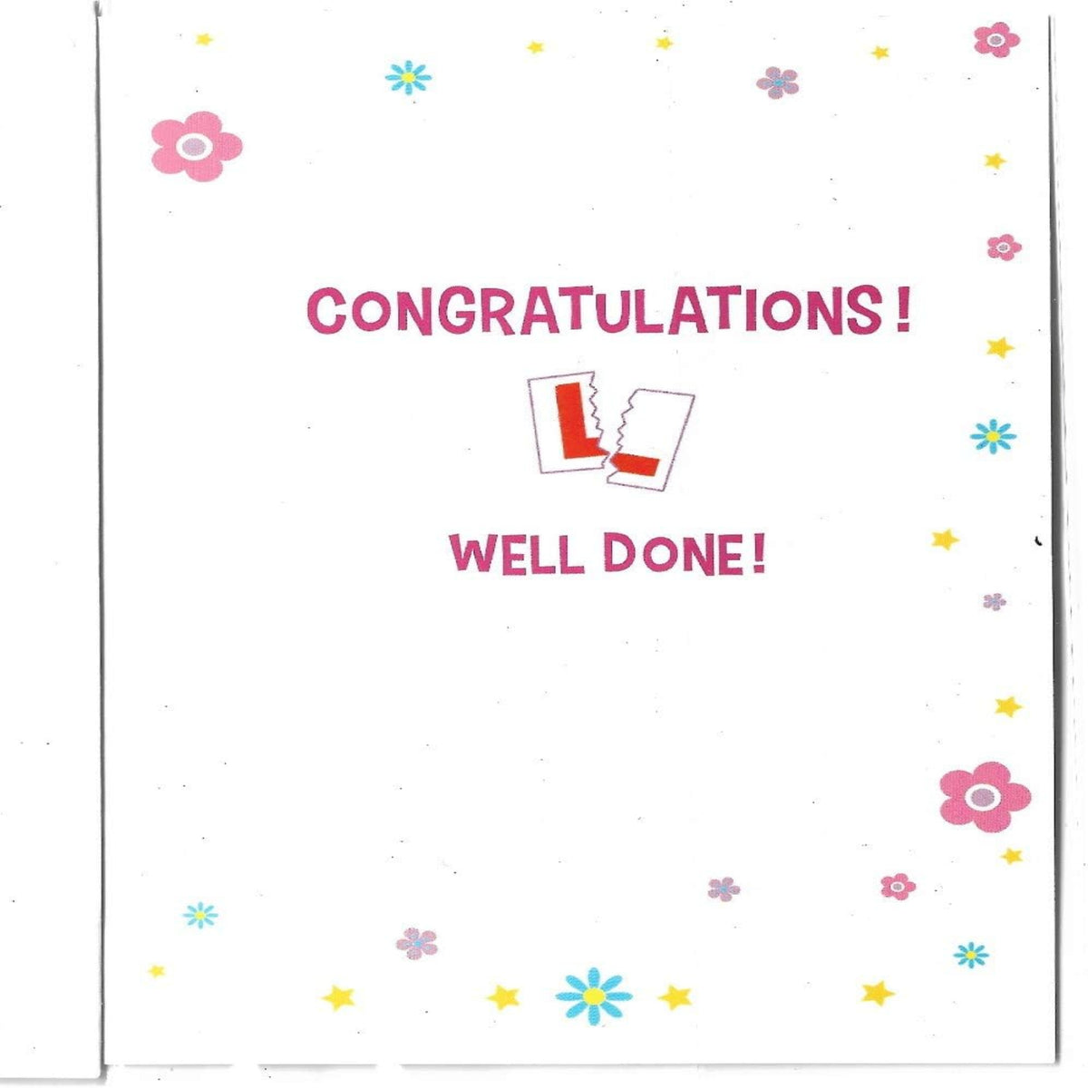 Passed Driving Test Congratulations Card - Pink Design - 19 x 13cm