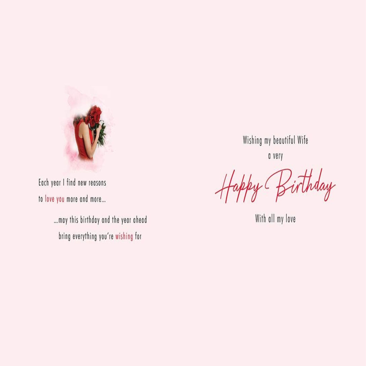 Piccadilly Greetings Birthday Card for Wife | Traditional Design - 9 x 6 inches
