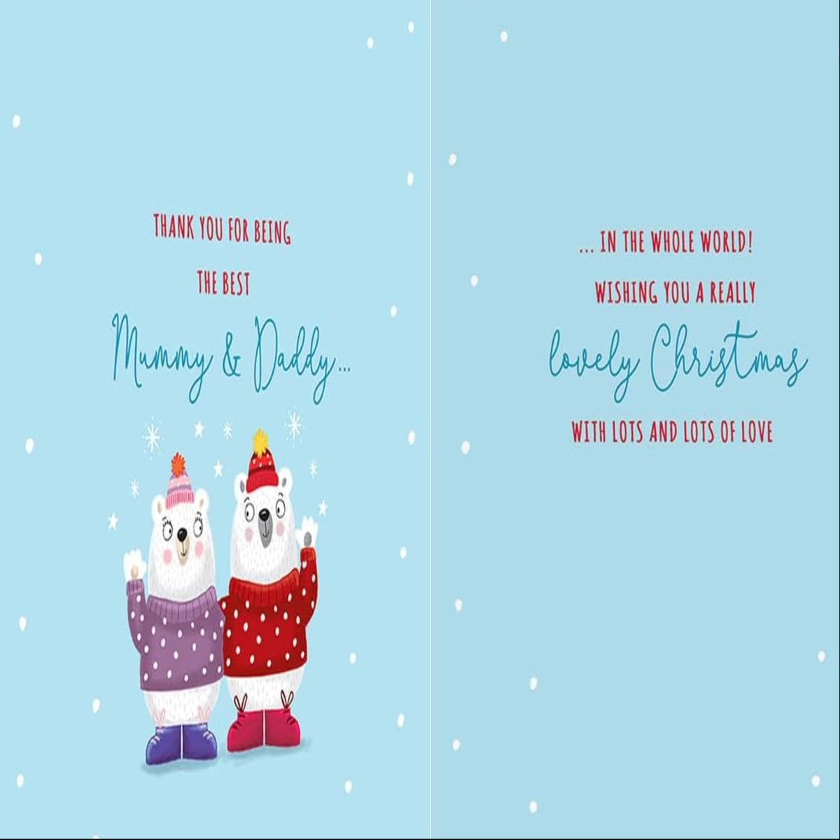 Piccadilly Greetings Christmas Card for Mummy and Daddy - 9 x 6 inches