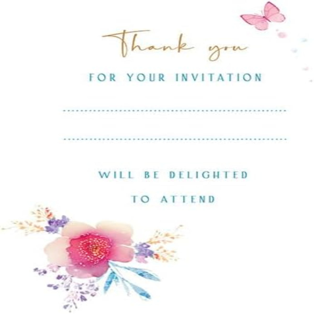 Piccadilly Greetings Wedding Acceptance Card | Floral Wedding Card - 7 x 5 inches