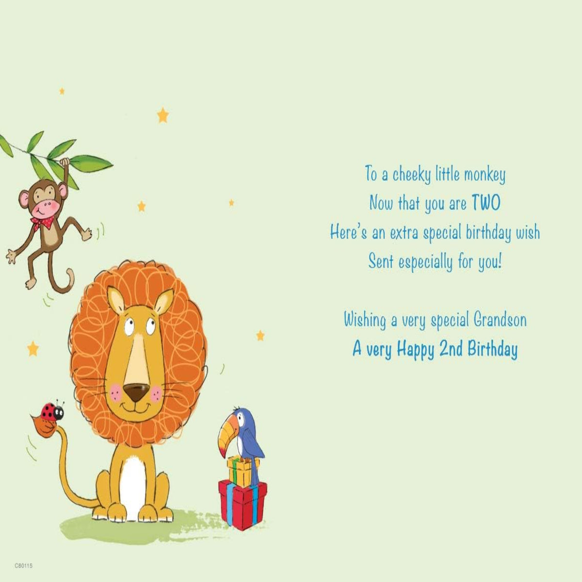 Regal Publishing 2nd Birthday Card for Grandson – Blue - 9 x 6 inches