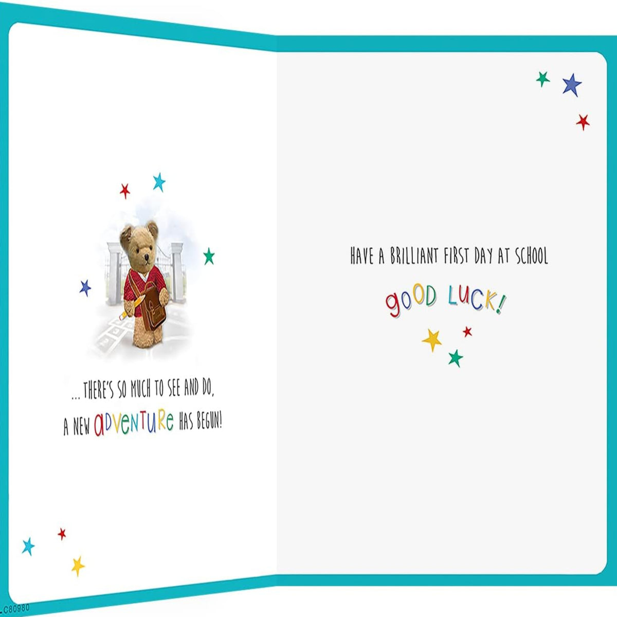 Regal Publishing First Day at School Card | Cute School Greeting Card - Teal - 8 x 6 inches